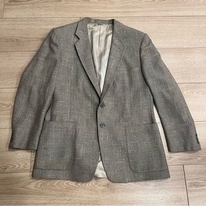 Vintage Givenchy Men’s Made in USA Wool Two Button Blue Tan Blazer Size 44